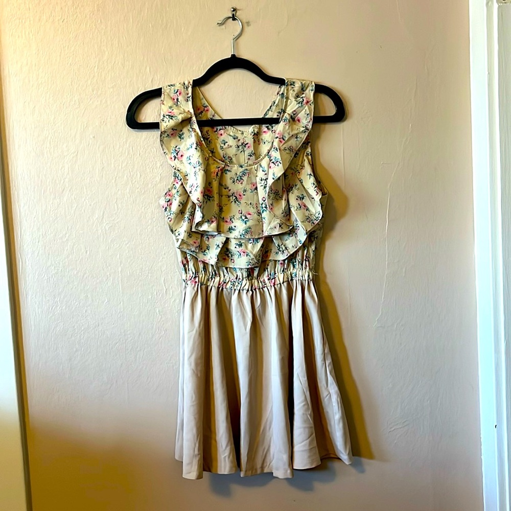 Floral Ruffle Sleeveless Mini Dress XS